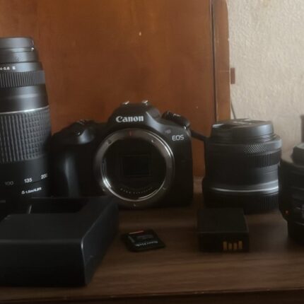 Canon Eos R100 With 18-45Mm Lens, 75-300Mm Lens, 50Mm Lens, & A Mount Adapter!